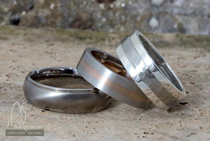 Zirconium and titanium wedding rings