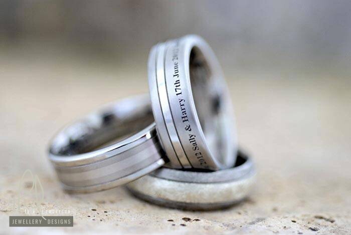 Personalised engraving details added to the outside of the ring