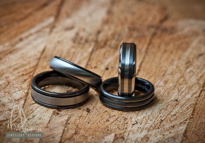 Unique titanium and zirconium wedding rings
